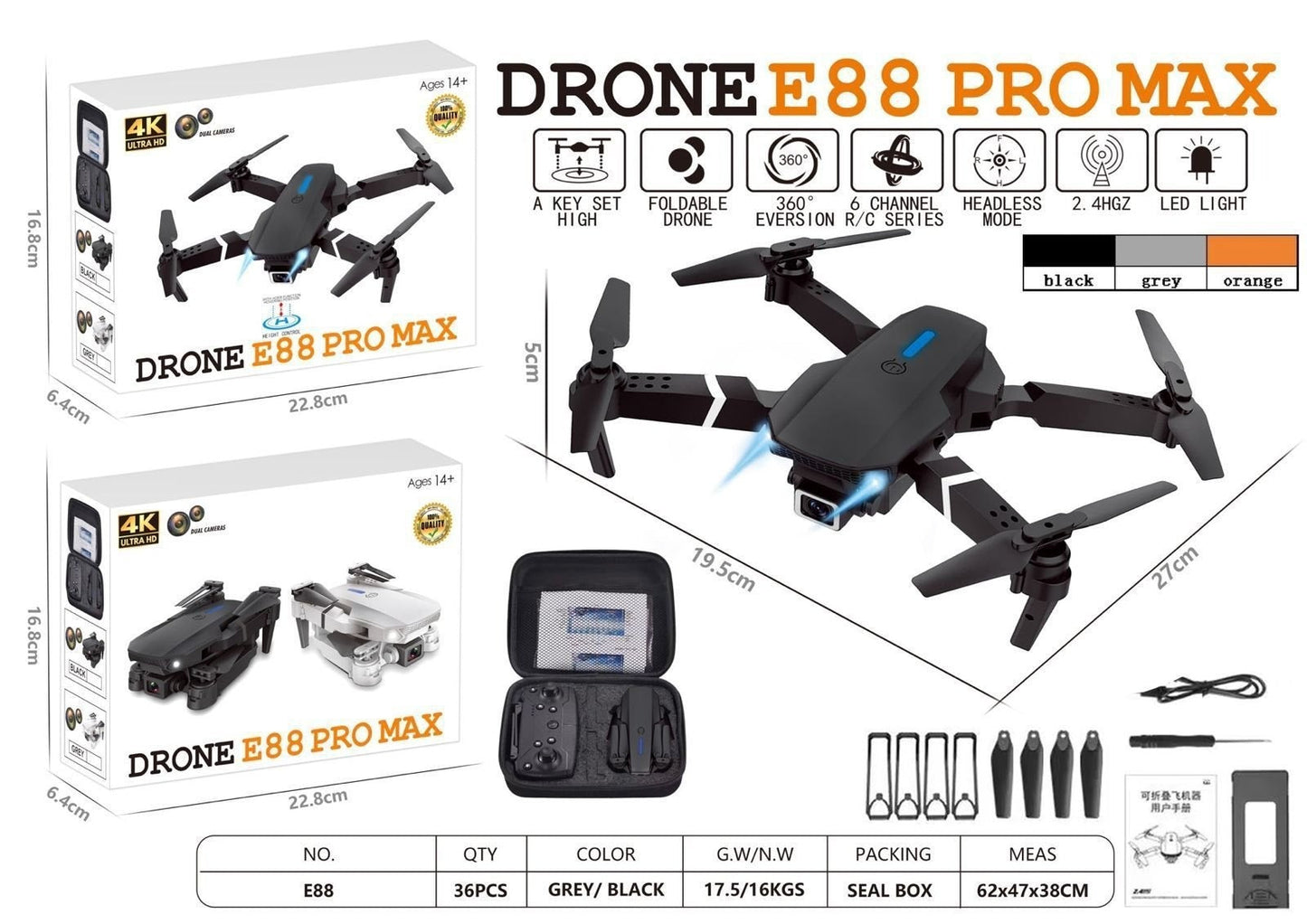 Dron Profesional E88 4K UltraFly + 2 Baterías Adicionales | ¡Vuela sin límites!